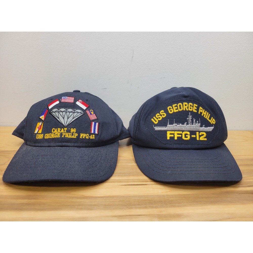 USS George Philip FFG-12 Carat 96 U.S. Navy Ship Blue Snapback Hat‎ 2 Pack